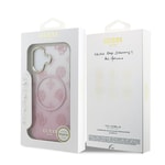 Apple iPhone 17 Kılıf Guess Orjinal Lisanslı M-safe Şarj Özellikli Simli Peony Desenli Silikon Kapak