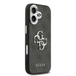 Apple iPhone 17 Kılıf Guess Orjinal Lisanslı Gümüş Metal Kamera Çerçeveli 4G Desenli Metal Büyük 4G ve Yazı Logolu Kapak