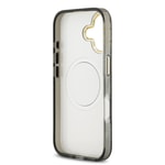 Apple iPhone 17 Kılıf Guess Orjinal Lisanslı M-safe Şarj Özellikli Simli Çiçek Desenli Metal Kamera Çerçeveli Üçgen Logolu Kapak