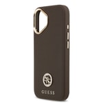 Apple iPhone 17 Kılıf Guess Orjinal Lisanslı M-safe Şarj Özellikli Grained Yazı ve Taşlı 4G Logolu Kapak