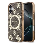 Apple iPhone 17 Kılıf Guess Orjinal Lisanslı M-safe Şarj Özellikli IML Peony ve 4G Desenli Klasik Logolu Kapak