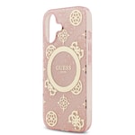 Apple iPhone 17 Kılıf Guess Orjinal Lisanslı M-safe Şarj Özellikli IML Peony ve 4G Desenli Klasik Logolu Kapak