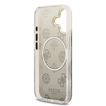 Apple iPhone 17 Kılıf Guess Orjinal Lisanslı M-safe Şarj Özellikli Simli Peony Desenli Silikon Kapak