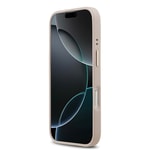 Apple iPhone 17 Kılıf Guess Orjinal Lisanslı M-safe Şarj Özellikli Gold Metal Kamera Çerçeveli PU Deri 4G Desenli Yazı Logolu Kapak