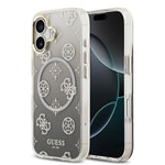 Apple iPhone 17 Kılıf Guess Orjinal Lisanslı M-safe Şarj Özellikli Simli Peony Desenli Silikon Kapak