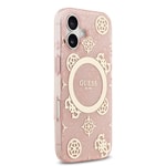 Apple iPhone 17 Kılıf Guess Orjinal Lisanslı M-safe Şarj Özellikli IML Peony ve 4G Desenli Klasik Logolu Kapak