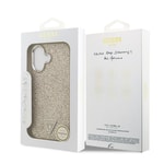 Apple iPhone 17 Kılıf Guess Orjinal Lisanslı M-safe Şarj Özellikli Metal Kamera Çerçeveli Üçgen Logolu Glitter Kapak