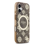 Apple iPhone 17 Kılıf Guess Orjinal Lisanslı M-safe Şarj Özellikli IML Peony ve 4G Desenli Klasik Logolu Kapak
