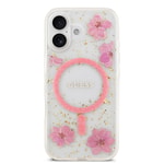 Apple iPhone 17 Kılıf Guess Orjinal Lisanslı M-safe Şarj Özellikli Transparan Resin Flowers Kapak