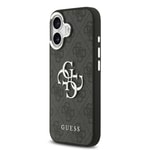 Apple iPhone 17 Kılıf Guess Orjinal Lisanslı Gümüş Metal Kamera Çerçeveli 4G Desenli Metal Büyük 4G ve Yazı Logolu Kapak