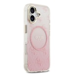 Apple iPhone 17 Kılıf Guess Orjinal Lisanslı M-safe Şarj Özellikli 4G Desenli Simli Silikon Kapak