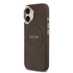 Apple iPhone 17 Kılıf Guess Orjinal Lisanslı M-safe Şarj Özellikli Sıcak Baskılı Yazı Logolu PU Deri Peony Kapak