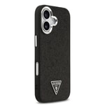 Apple iPhone 17 Kılıf Guess Orjinal Lisanslı M-safe Şarj Özellikli Metal Kamera Çerçeveli Üçgen Logolu Glitter Kapak