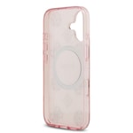 Apple iPhone 17 Kılıf Guess Orjinal Lisanslı M-safe Şarj Özellikli IML Peony ve 4G Desenli Klasik Logolu Kapak