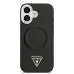 Apple iPhone 17 Kılıf Guess Orjinal Lisanslı M-safe Şarj Özellikli PU Deri Metal Kamera Çerçeveli Üçgen Logolu Kapak