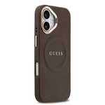 Apple iPhone 17 Kılıf Guess Orjinal Lisanslı M-safe Şarj Özellikli Sıcak Baskılı Yazı Logolu PU Deri Peony Kapak