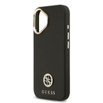 Apple iPhone 17 Kılıf Guess Orjinal Lisanslı M-safe Şarj Özellikli Grained Yazı ve Taşlı 4G Logolu Kapak