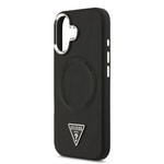Apple iPhone 17 Kılıf Guess Orjinal Lisanslı M-safe Şarj Özellikli PU Deri Metal Kamera Çerçeveli Üçgen Logolu Kapak