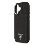 Apple iPhone 17 Kılıf Guess Orjinal Lisanslı M-safe Şarj Özellikli Metal Kamera Çerçeveli Üçgen Logolu Glitter Kapak