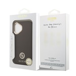 Apple iPhone 17 Kılıf Guess Orjinal Lisanslı M-safe Şarj Özellikli Grained Yazı ve Taşlı 4G Logolu Kapak