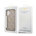 Apple iPhone 17 Kılıf Guess Orjinal Lisanslı Gold Metal Kamera Çerçeveli 4G Desenli Metal Büyük 4G ve Yazı Logolu Kapak
