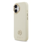 Apple iPhone 17 Kılıf Guess Orjinal Lisanslı M-safe Şarj Özellikli Grained Yazı ve Taşlı 4G Logolu Kapak