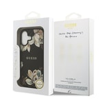 Apple iPhone 17 Kılıf Guess Orjinal Lisanslı M-safe Şarj Özellikli Taneli Çiçek Tasarımlı Metal Yazı Logolu Kapak