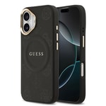 Apple iPhone 17 Kılıf Guess Orjinal Lisanslı M-safe Şarj Özellikli Sıcak Baskılı Yazı Logolu PU Deri Peony Kapak