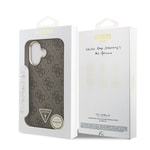 Apple iPhone 17 Kılıf Guess Orjinal Lisanslı M-safe Şarj Özellikli Gold Metal Kamera Çerçeveli Taşlı Üçgen Logo 4G Desenli Kapak