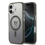 Apple iPhone 17 Kılıf Guess Orjinal Lisanslı M-safe Şarj Özellikli IML Baskılı Üçgen Logolu Metal Kamera Çerçeveli Kapak