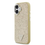 Apple iPhone 17 Kılıf Guess Orjinal Lisanslı M-safe Şarj Özellikli Metal Kamera Çerçeveli Üçgen Logolu Glitter Kapak