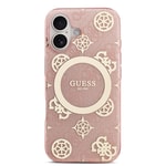 Apple iPhone 17 Kılıf Guess Orjinal Lisanslı M-safe Şarj Özellikli IML Peony ve 4G Desenli Klasik Logolu Kapak