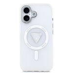 Apple iPhone 17 Kılıf Guess Orjinal Lisanslı M-safe Şarj Özellikli IML Baskılı Üçgen Logolu Metal Kamera Çerçeveli Kapak