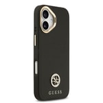 Apple iPhone 17 Kılıf Guess Orjinal Lisanslı M-safe Şarj Özellikli Grained Yazı ve Taşlı 4G Logolu Kapak