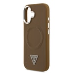 Apple iPhone 17 Kılıf Guess Orjinal Lisanslı M-safe Şarj Özellikli PU Deri Metal Kamera Çerçeveli Üçgen Logolu Kapak