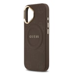 Apple iPhone 17 Kılıf Guess Orjinal Lisanslı M-safe Şarj Özellikli Sıcak Baskılı Yazı Logolu PU Deri Peony Kapak