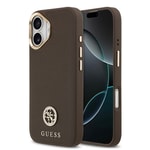 Apple iPhone 17 Kılıf Guess Orjinal Lisanslı M-safe Şarj Özellikli Grained Yazı ve Taşlı 4G Logolu Kapak