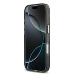 Apple iPhone 17 Kılıf Guess Orjinal Lisanslı M-safe Şarj Özellikli Simli Çiçek Desenli Metal Kamera Çerçeveli Üçgen Logolu Kapak