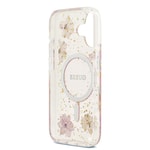 Apple iPhone 17 Kılıf Guess Orjinal Lisanslı M-safe Şarj Özellikli Transparan Resin Flowers Kapak