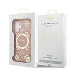 Apple iPhone 17 Kılıf Guess Orjinal Lisanslı M-safe Şarj Özellikli IML Peony ve 4G Desenli Klasik Logolu Kapak