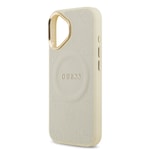 Apple iPhone 17 Kılıf Guess Orjinal Lisanslı M-safe Şarj Özellikli Sıcak Baskılı Yazı Logolu PU Deri Peony Kapak