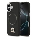 Apple iPhone 17 Kılıf Karl Lagerfeld Orjinal Lisanslı M-safe Şarj Özellikli Metal Kamera ve Buton Tasarımlı Karl PU Deri Kapak