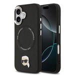 Apple iPhone 17 Kılıf Karl Lagerfeld Orjinal Lisanslı M-safe Şarj Özellikli Metal Kamera ve Buton Tasarımlı Karl PU Deri Kapak