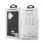Apple iPhone 17 Kılıf Karl Lagerfeld Orjinal Lisanslı M-safe Şarj Özellikli Metal Kamera ve Buton Tasarımlı Karl PU Deri Kapak