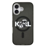 Apple iPhone 17 Kılıf Karl Lagerfeld Orjinal Lisanslı Parlayan Simli Karl & Choupette Sketch Logo Kapak