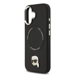Apple iPhone 17 Kılıf Karl Lagerfeld Orjinal Lisanslı M-safe Şarj Özellikli Metal Kamera ve Buton Tasarımlı Karl PU Deri Kapak