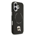 Apple iPhone 17 Kılıf Karl Lagerfeld Orjinal Lisanslı M-safe Şarj Özellikli Metal Kamera ve Buton Tasarımlı Karl PU Deri Kapak