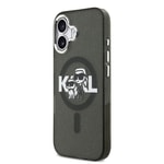 Apple iPhone 17 Kılıf Karl Lagerfeld Orjinal Lisanslı Parlayan Simli Karl & Choupette Sketch Logo Kapak
