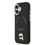 Apple iPhone 17 Kılıf Karl Lagerfeld Orjinal Lisanslı M-safe Şarj Özellikli Metal Kamera ve Buton Tasarımlı Karl PU Deri Kapak