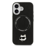 Apple iPhone 17 Kılıf Karl Lagerfeld Orjinal Lisanslı M-safe Şarj Özellikli Metal Kamera ve Buton Tasarımlı Choupette PU Deri Kapak